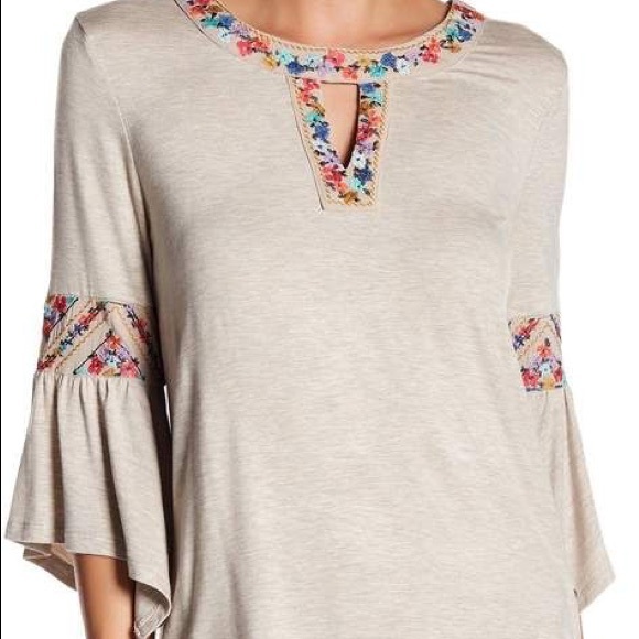 Democracy Tops - Democracy embroidered bell sleeve top